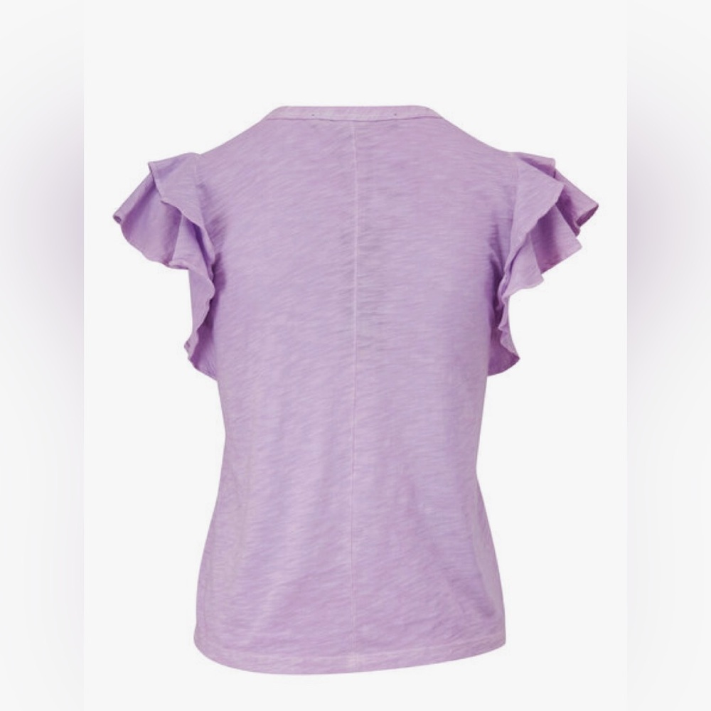 Veronica Beard Akeela ruffled pima cotton short sleeve flutter t-shirt Size XS - Picture 10 of 14